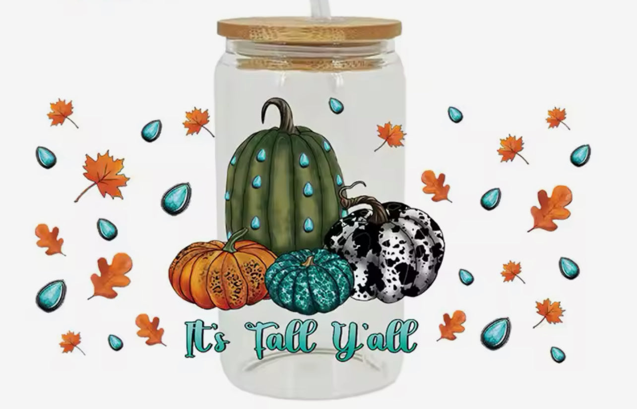It's Fall Ya'll - Glass Snow Globe Tumbler