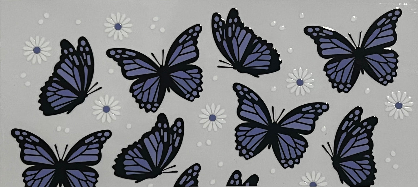 Blue Butterflies with Flowers